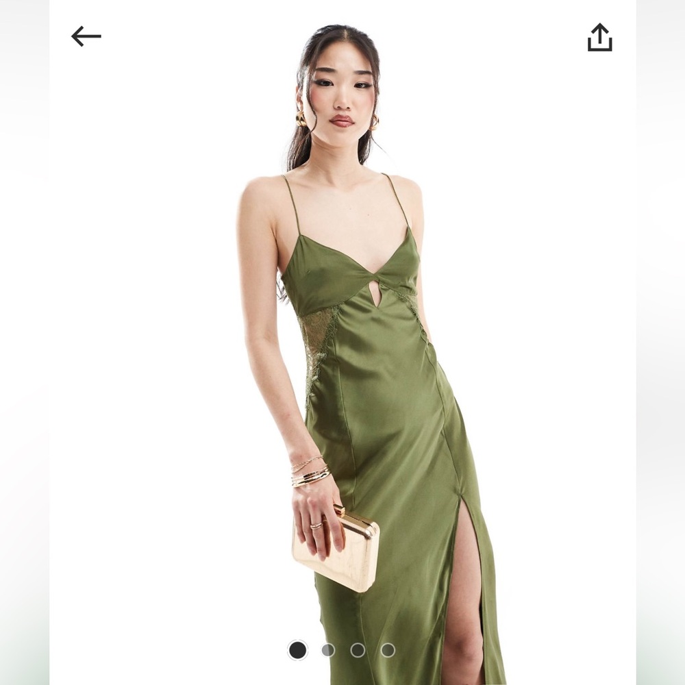 ASOS Statin Lace Insert Keyhole Maxi Dress, US4